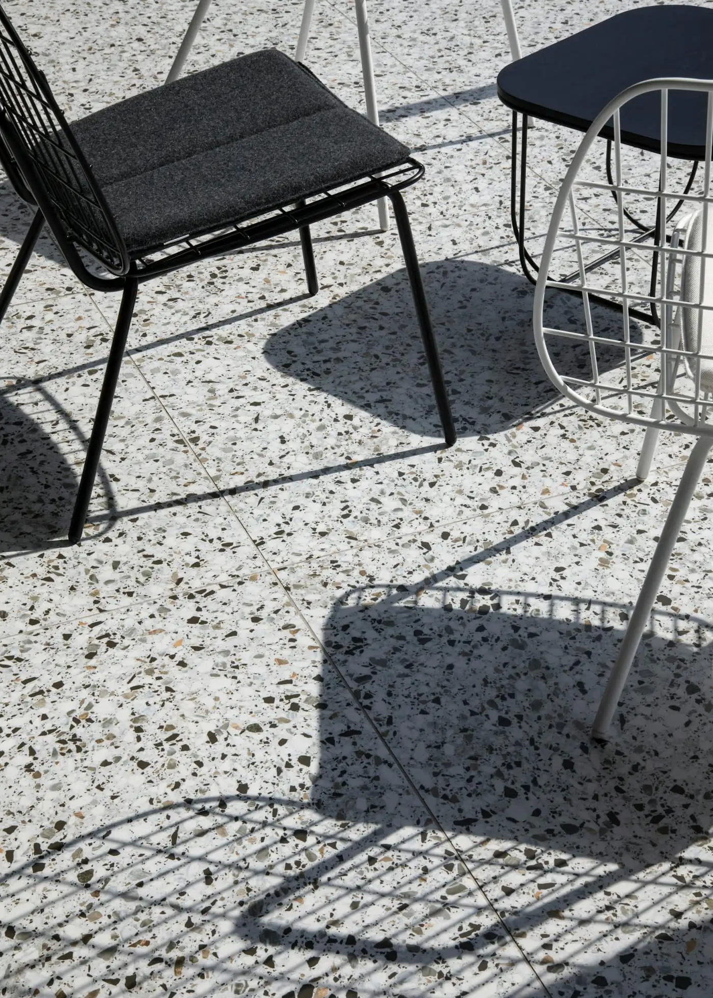 Polished original terrazzo floor in the entrance hall
