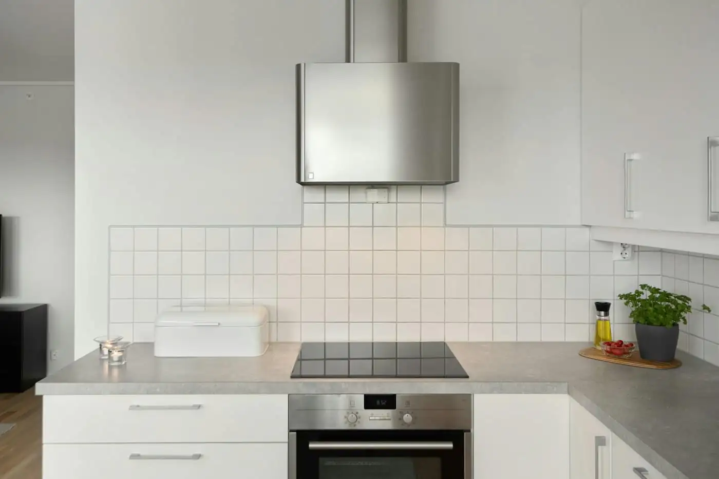 Wet kitchen with stainless-steel worktop, wok burner and ducted hood